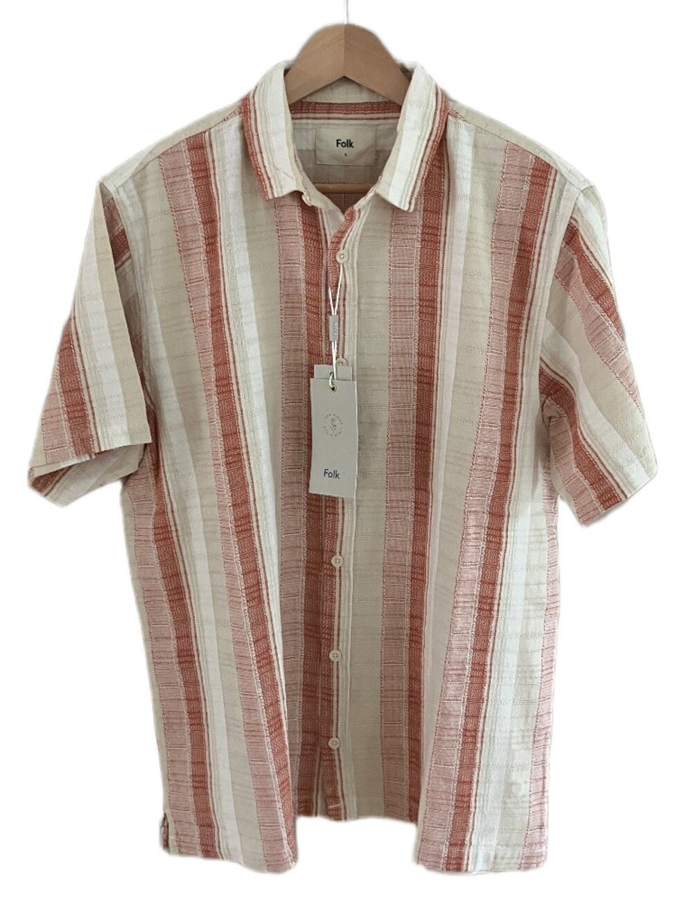British Designer FOLK Otto S/S Shirt Men's Size M / L / XL Rust Double yolk NWT
